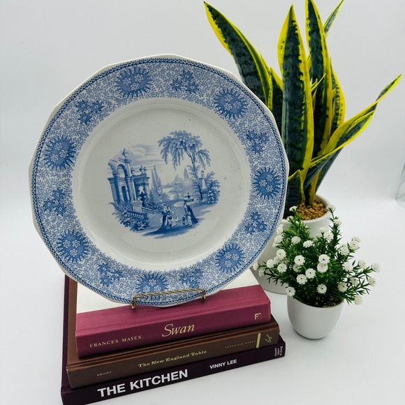 W Adams & Sons Other - Vintage W Adams & Sons Isola Bella Light Blue White Transferware 10.5" Plate